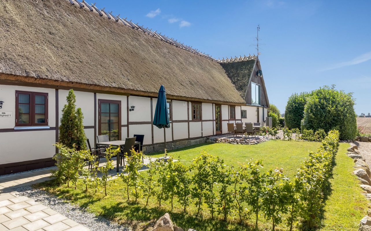 Terrasse og have for lejlighederne